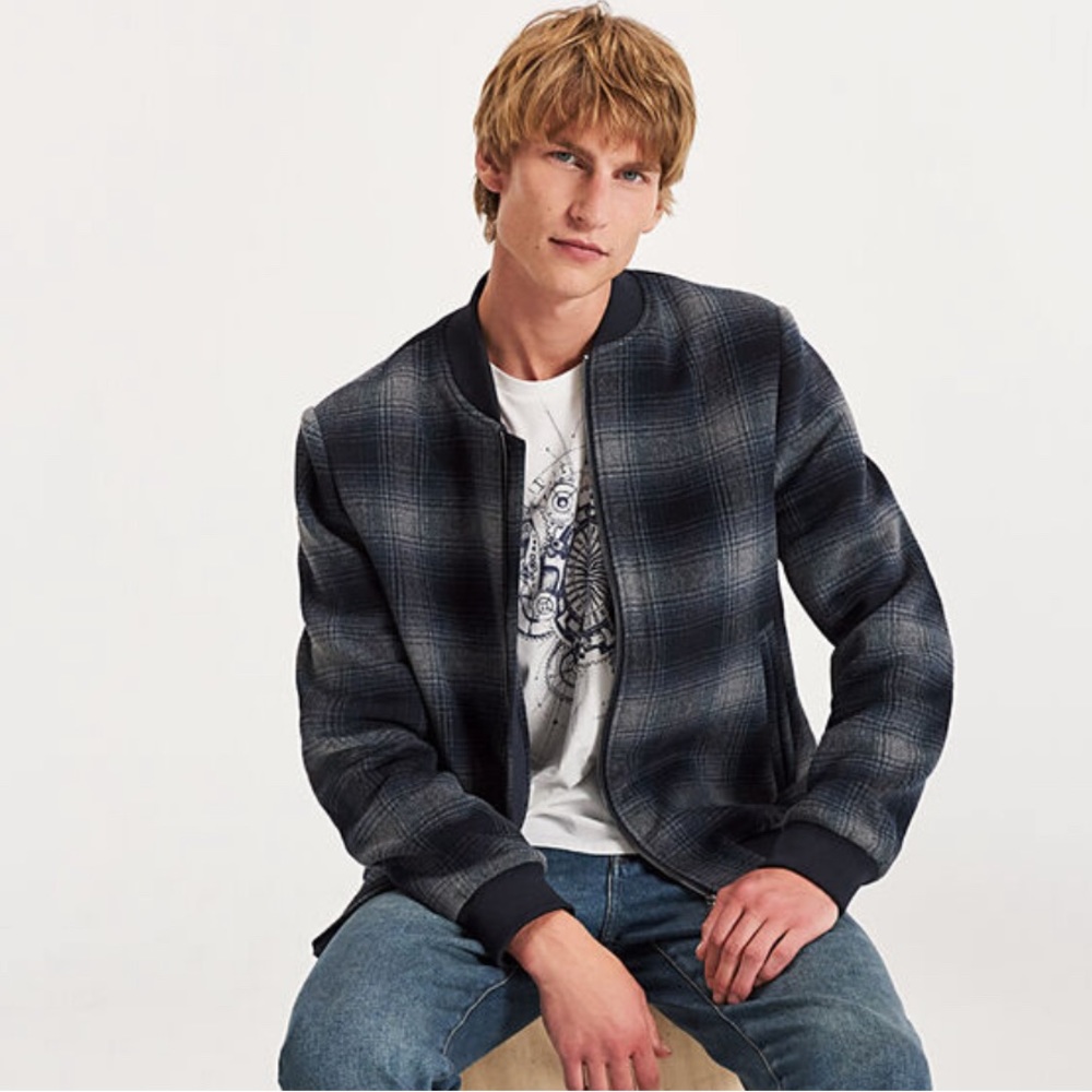 Standard Cloth men’s gray flannel bomber jacket XL L22-19